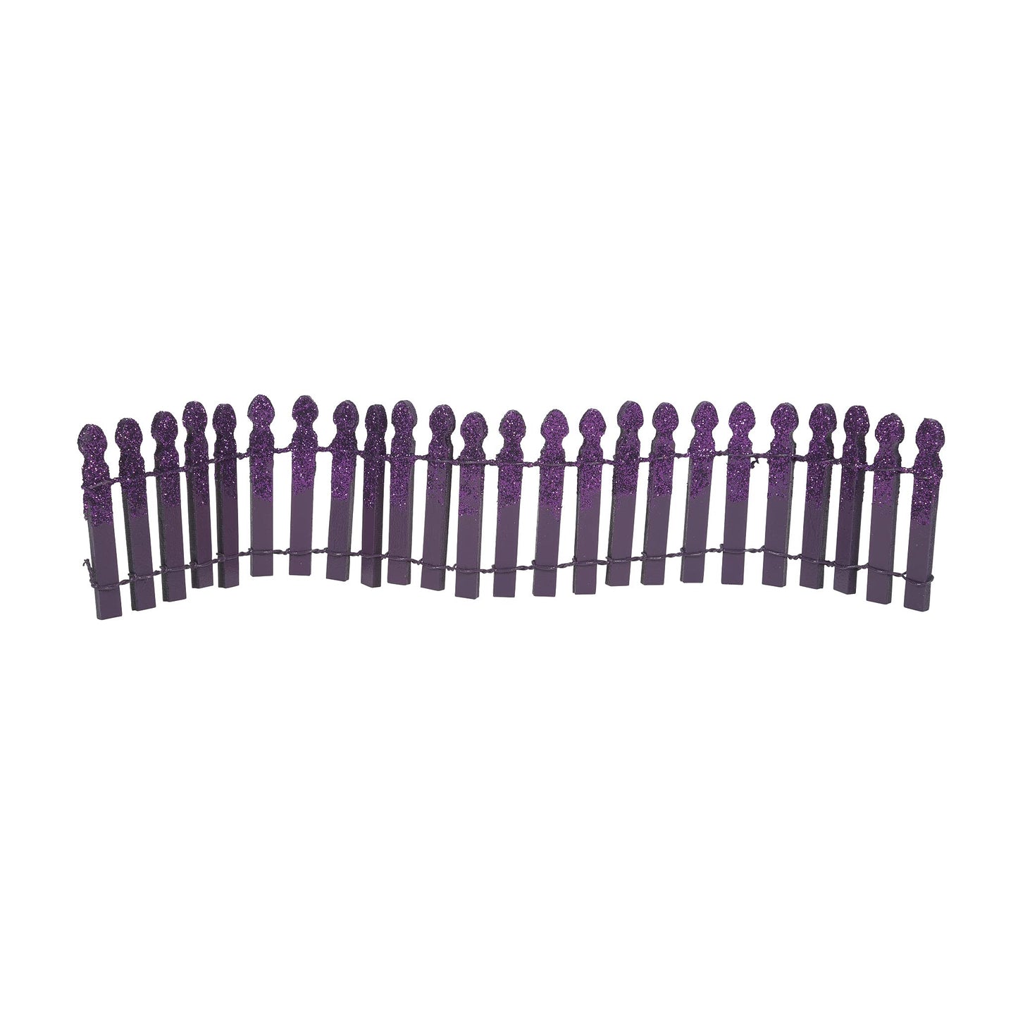 Village Accessories Halloween Miniature Ghoulish Glitter Fence Figurine, 2.2 Inch, Purple