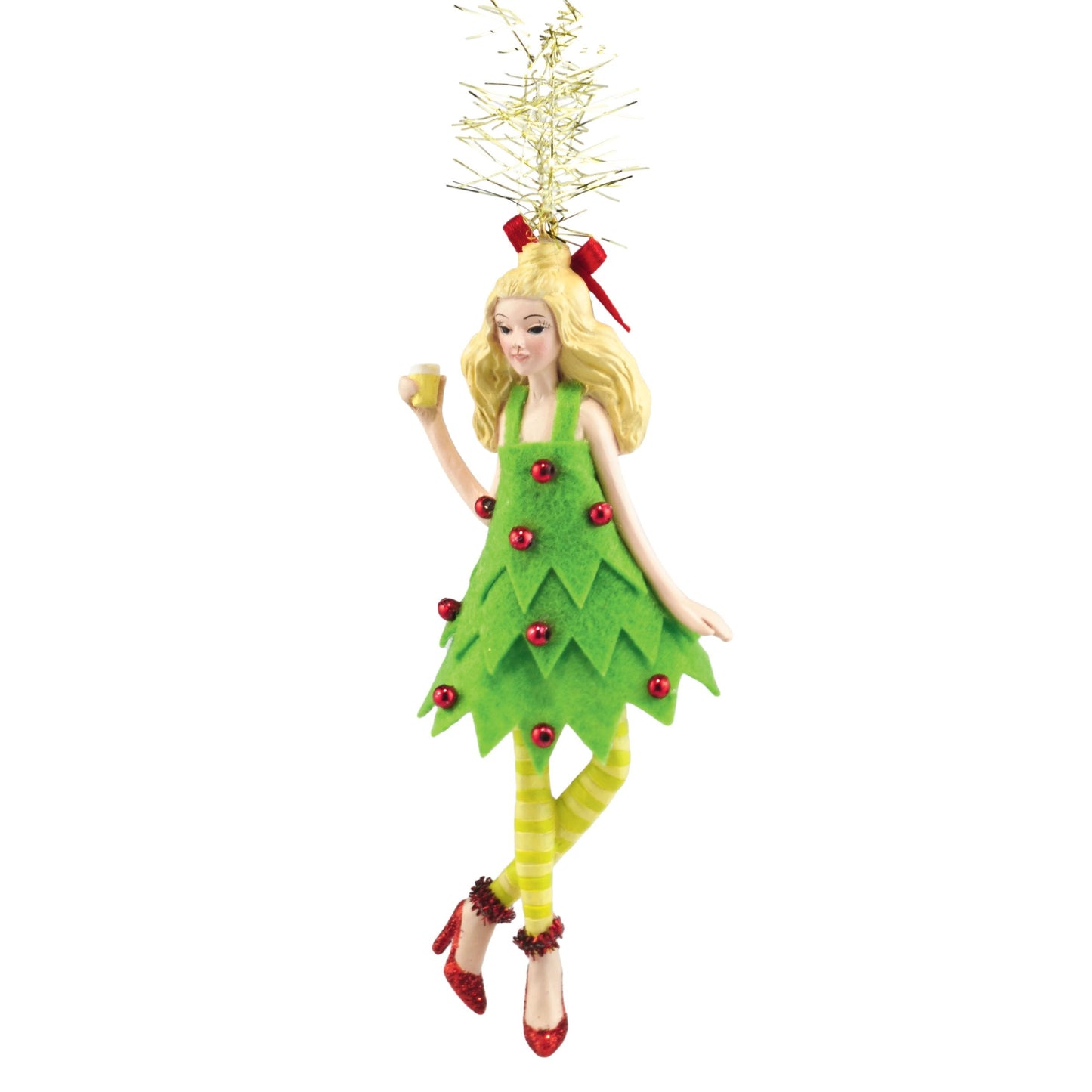 Holiday Spirits Evie Evergreen Swizzle Ornament, 5.25 inch