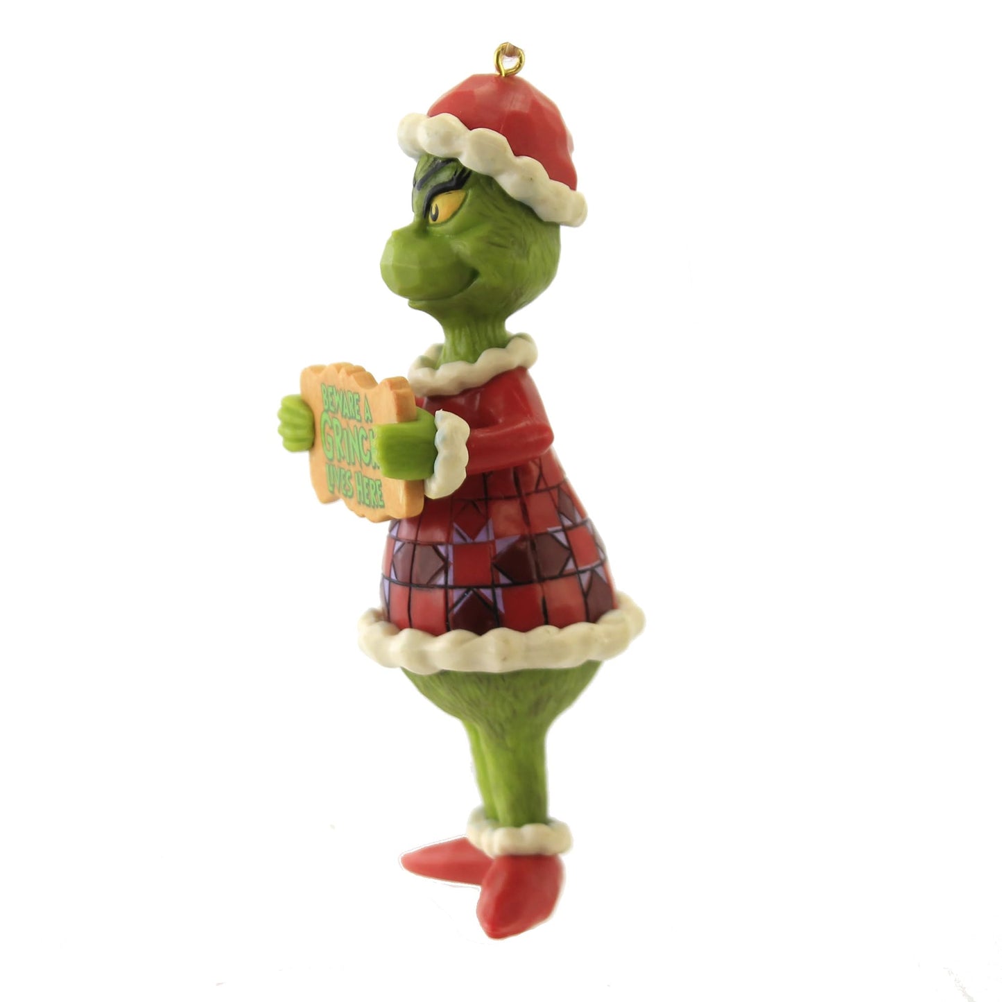 Jim Shore Dr. Seuss Beware a Grinch Lives Here Hanging Ornament, 5 Inch, Multicolor