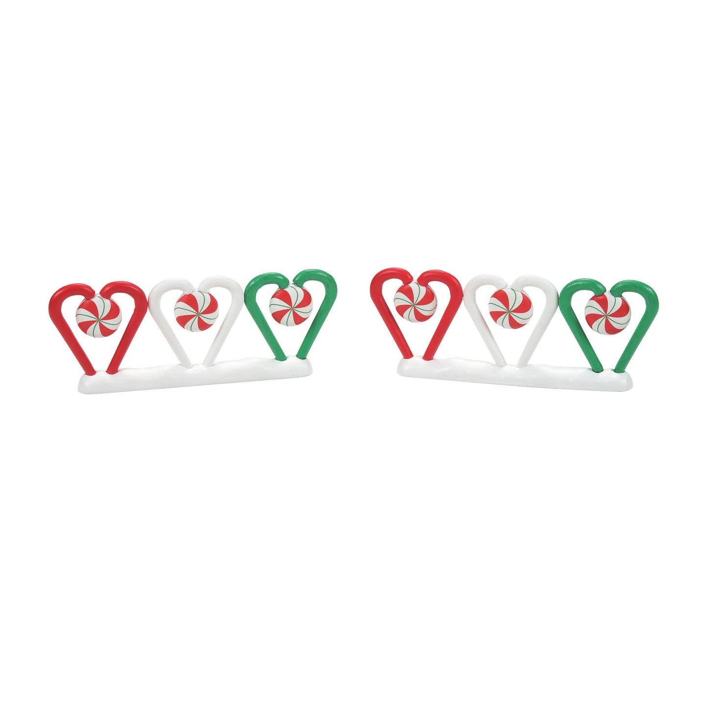 Village Collection Accessories Candy Cane Christmas Miniature Fence Figurine Set, 1.8 Inch, Multicolor