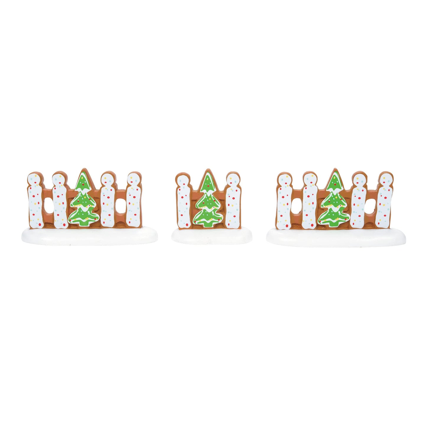 Accessories for Village Collections Gingerbread Christmas Fence Figurine Set, 1.5 Inch, Multicolor