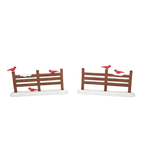 Village Accessories Cardinal Christmas Fence Figurine Set, 2.5 Inch, Multicolor
