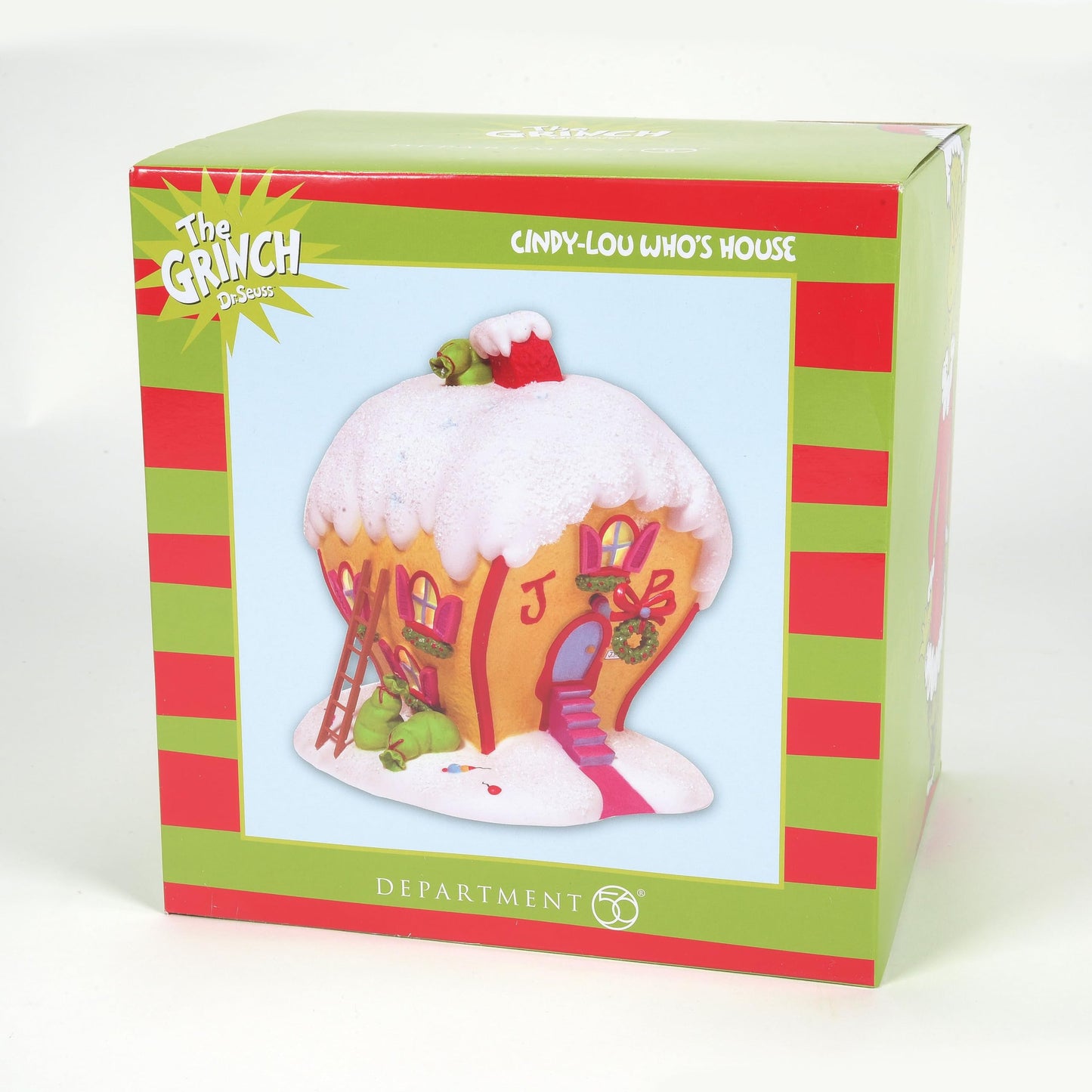 Dr. Seuss Grinch Village Cindy Lou - Who's House Lit Building, Collectible Christmas Village House Decor, Hand Painted Porcelain with LED Lights and Wall Cord, 7.48 Inch, Multicolor