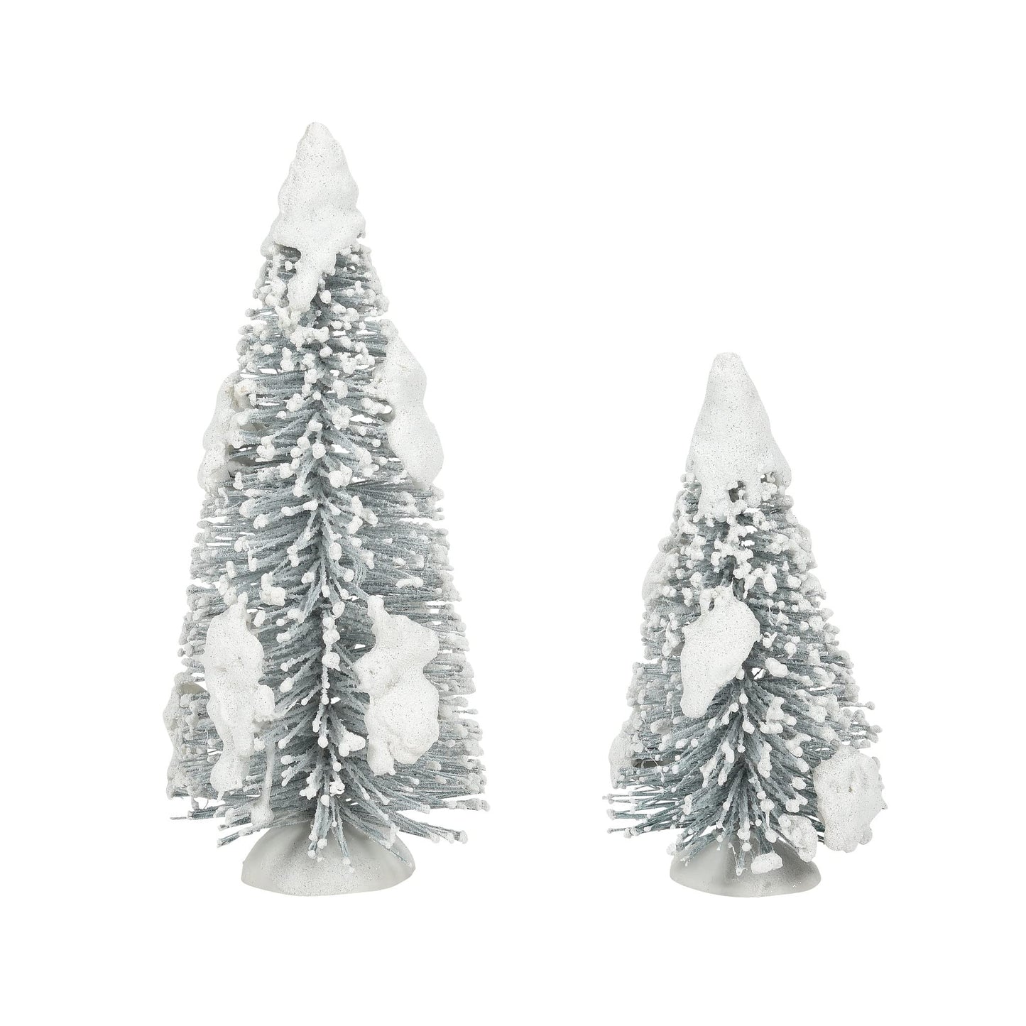 Village Collection Accessories Snow Laden Tree Figurine Set, 5 and 7 Inch, Multicolor