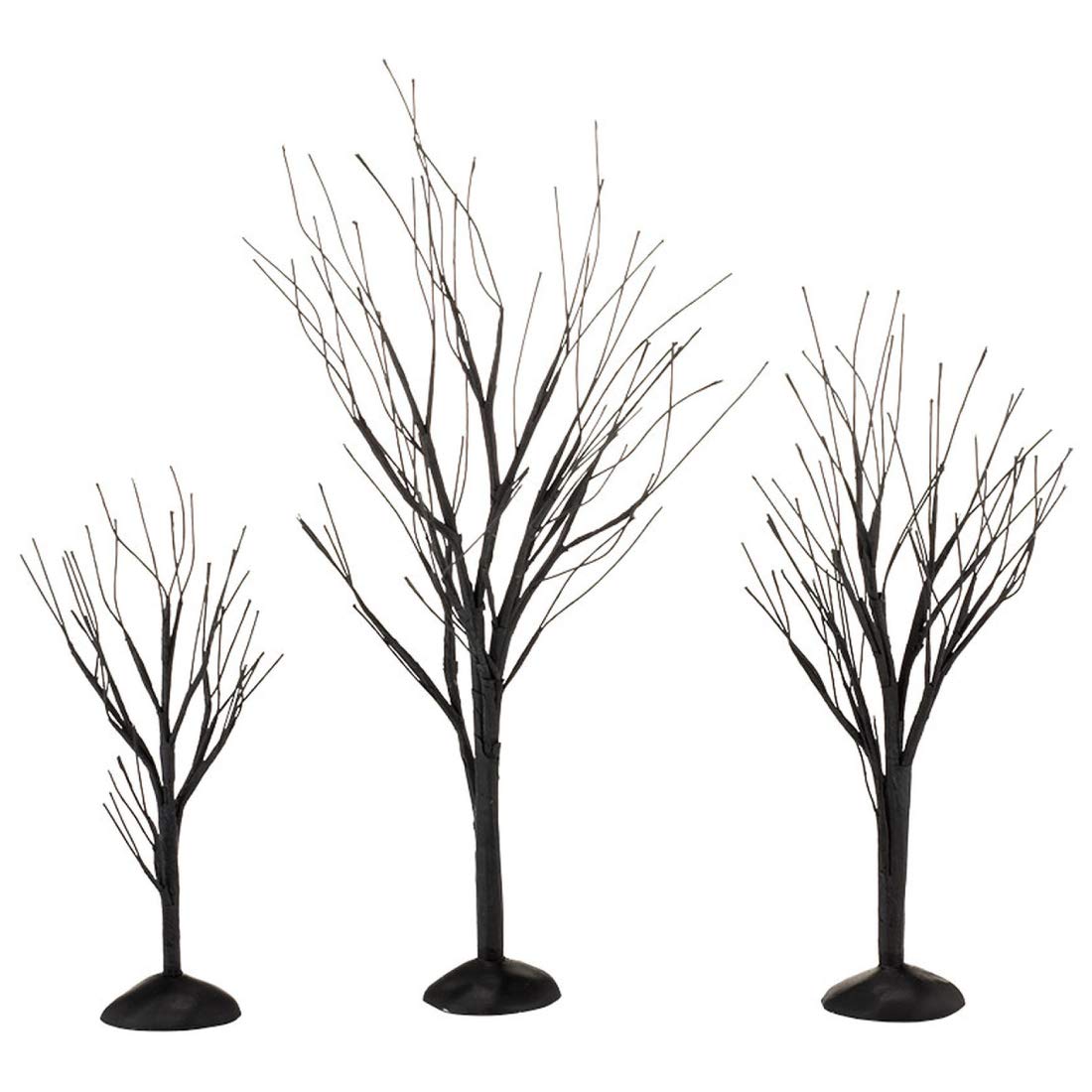 Halloween Accessories for Village Collections Bare Branch Trees Figurine Set, Multiple Sizes, Black