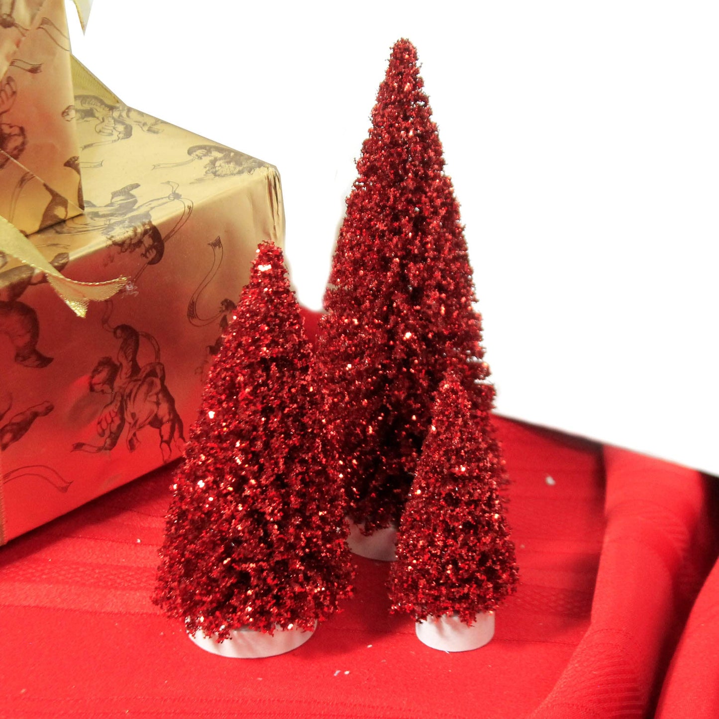 Village Collection Accessories Ruby Christmas Pine Trees Figurine Set, Various Sizes, Multicolor
