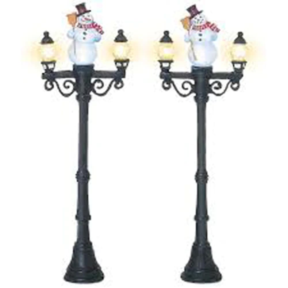 Accessories for Villages Miniature Snowman Street Light Display Piece (Set of 2)