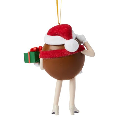 M&M's Brown Character Wearing a Christmas Scarf Hanging Ornament, 3.75 Inch, Multicolor