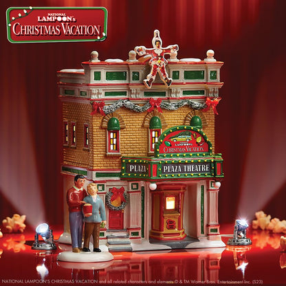 Original Snow Village National Lampoon's Christmas Vacation Premiere at Plaza Theatre Lit Building, 8.9 Inch, Multicolor