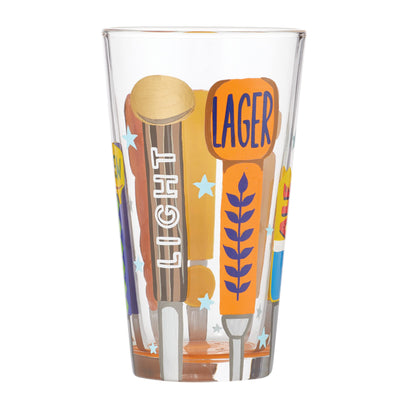 Designs by Lolita On Tap Hand - Painted Artisan Beer Pint Glass, 16 Ounce, Multicolor