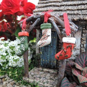 Miniature Fairy Gardens Christmas Stockings Set of 3