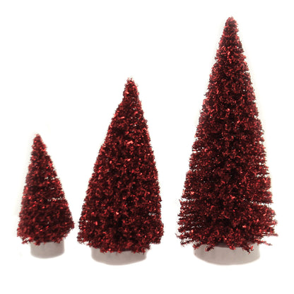 Village Collection Accessories Ruby Christmas Pine Trees Figurine Set, Various Sizes, Multicolor