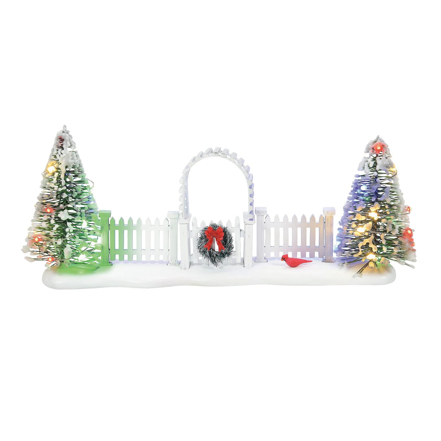 Village Accessories Cardinal Christmas Gate Lit Figurine, 3.5 Inch, Multicolor