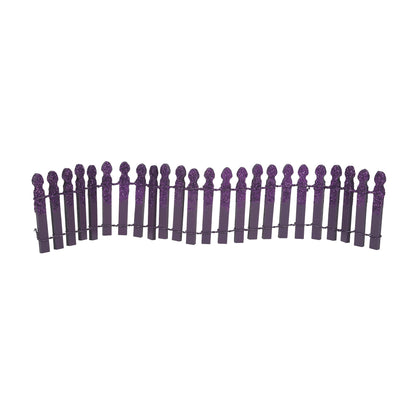 Village Accessories Halloween Miniature Ghoulish Glitter Fence Figurine, 2.2 Inch, Purple