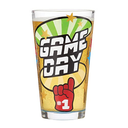 Designs by Lolita Game Day Hand - Painted Artisan Beer Pint Glass, 16 Ounce, Multicolor