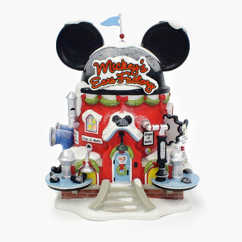 North Pole Village Mickey's Ear Factory Miniature Lit Building 6.69 Inch