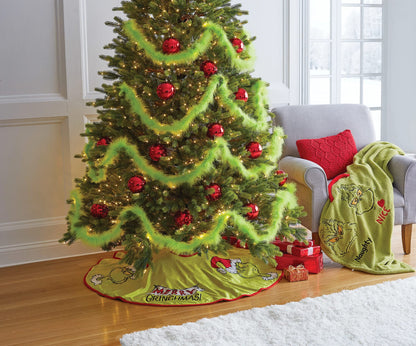 Snowpinions Dr. Seuss Merry Grinchmas Holiday Tree Skirt, 48 by 48 Inch, Green