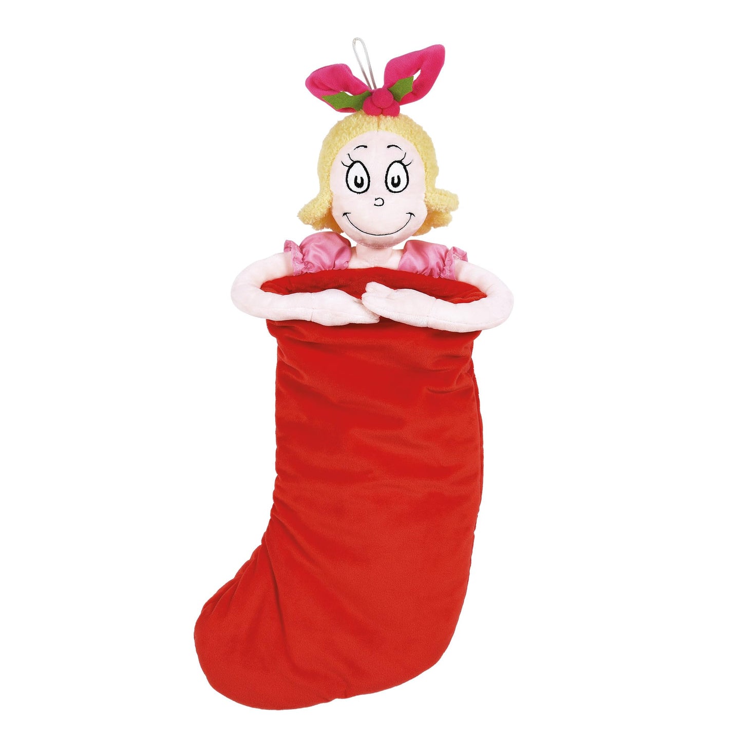 Snowpinions Dr. Seuss Cindy Lou Who Plush Christmas Stocking, 25 Inch, Multicolor