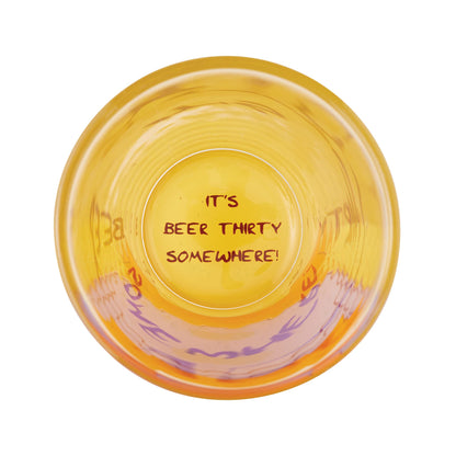 Designs by Lolita Beer Thirty Clock Hand - Painted Artisan Pint Glass, 16 Ounce, Multicolor