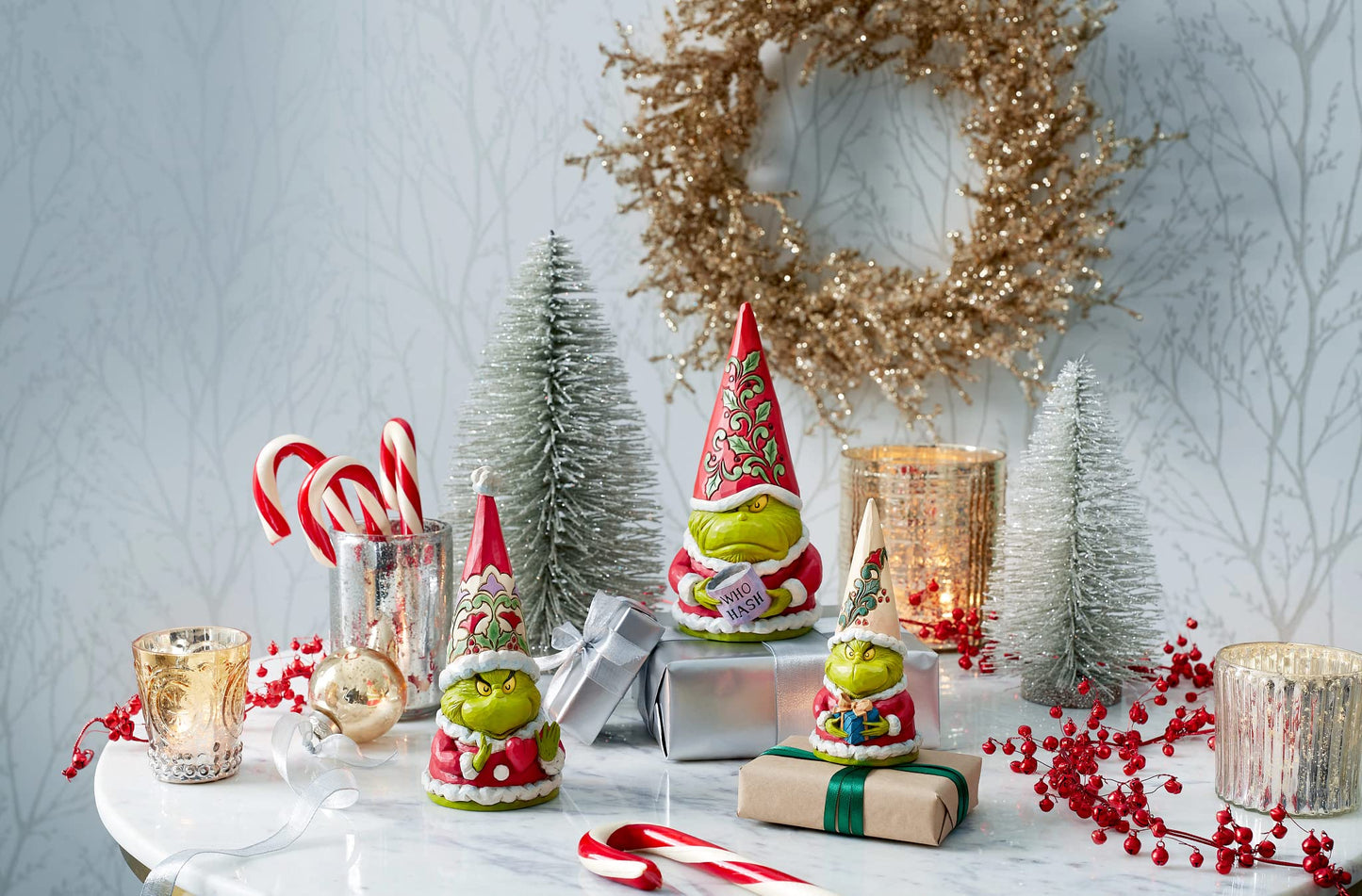 Jim Shore Dr. Seuss The Grinch Gnome with Who Hash Figurine, 8 Inch, Multicolor, 8 in H x 3.625 in W x 4 in L