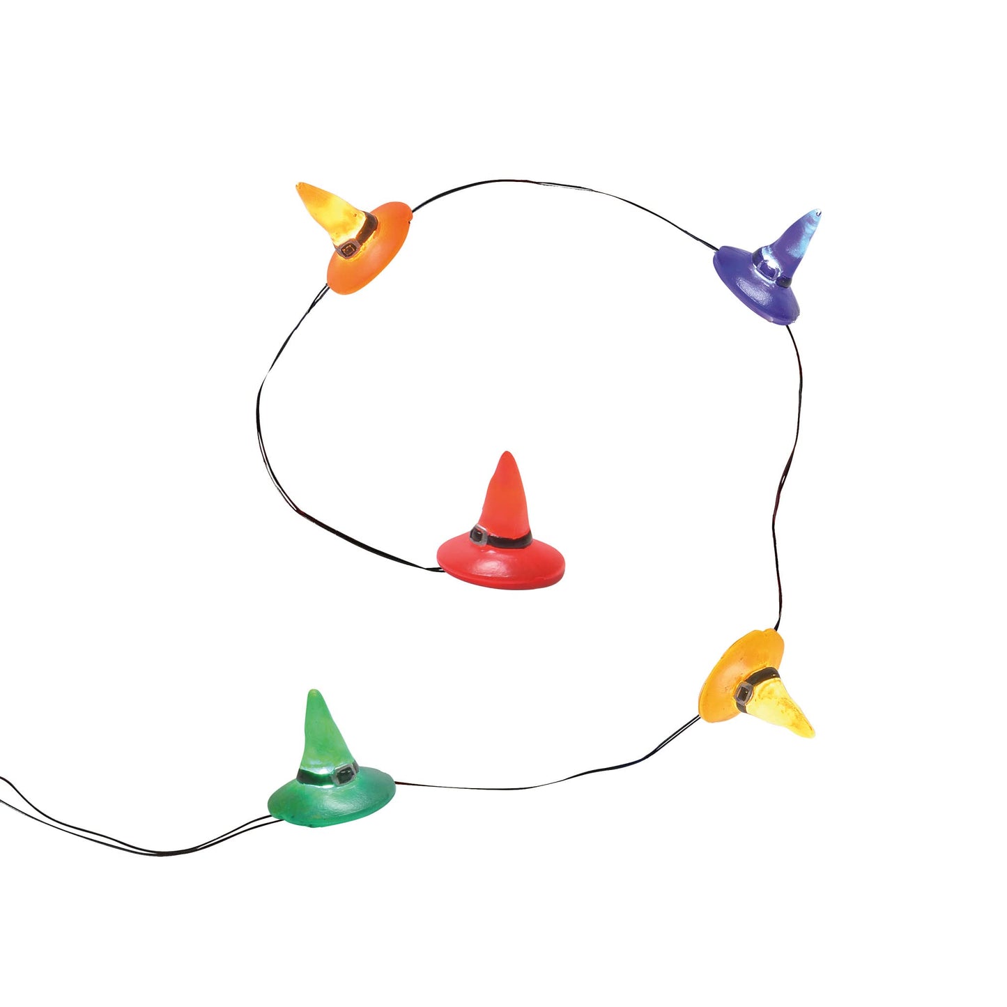 Village Halloween Accessories Witch Hats String of Lights Lit Figurine, 24 Inch, Multicolor