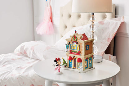 Zinc alloy, Porcelain Disney Village Minnie Mouse Dance Academy Lit Building 7.83 Inch, Multicolor