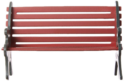 Village Cross Product Accessories Wrought Iron Park Bench Figurine, 2.25 Inch, Red