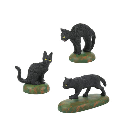Village Accessories Halloween a Clowder of Cats Figurine Set, 1.125 Inch, Black