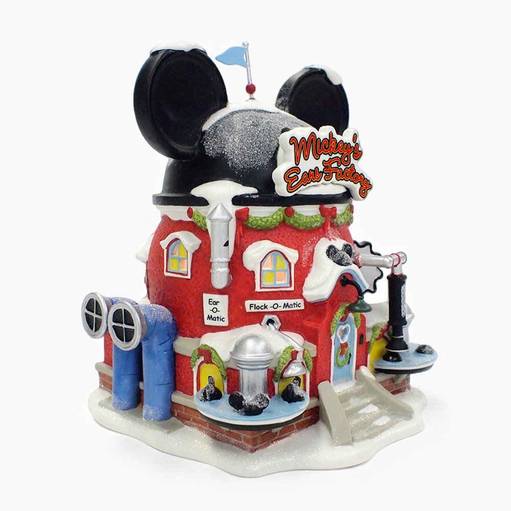 North Pole Village Mickey's Ear Factory Miniature Lit Building 6.69 Inch
