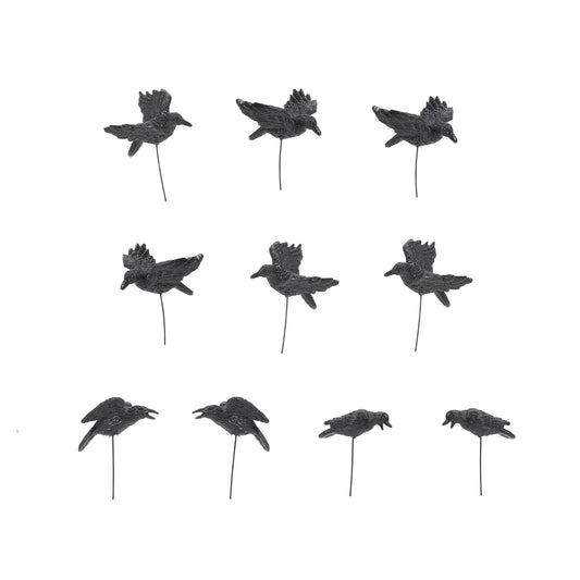 Village Halloween Accessories Crows Figurine Set, 1.65 Inch, Black