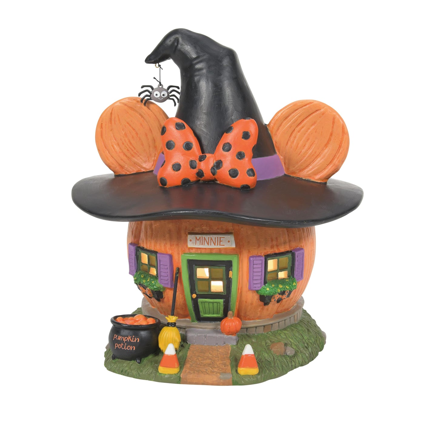 Disney Village Halloween Minnie Mouse Pumpkintown House Lit Building, 7.76 Inch, Multicolor