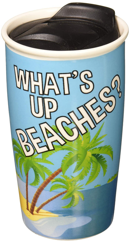 Margaritaville by Our Name is Mud What's Up Beaches Stoneware Travel Mug, 14 oz, Multicolor