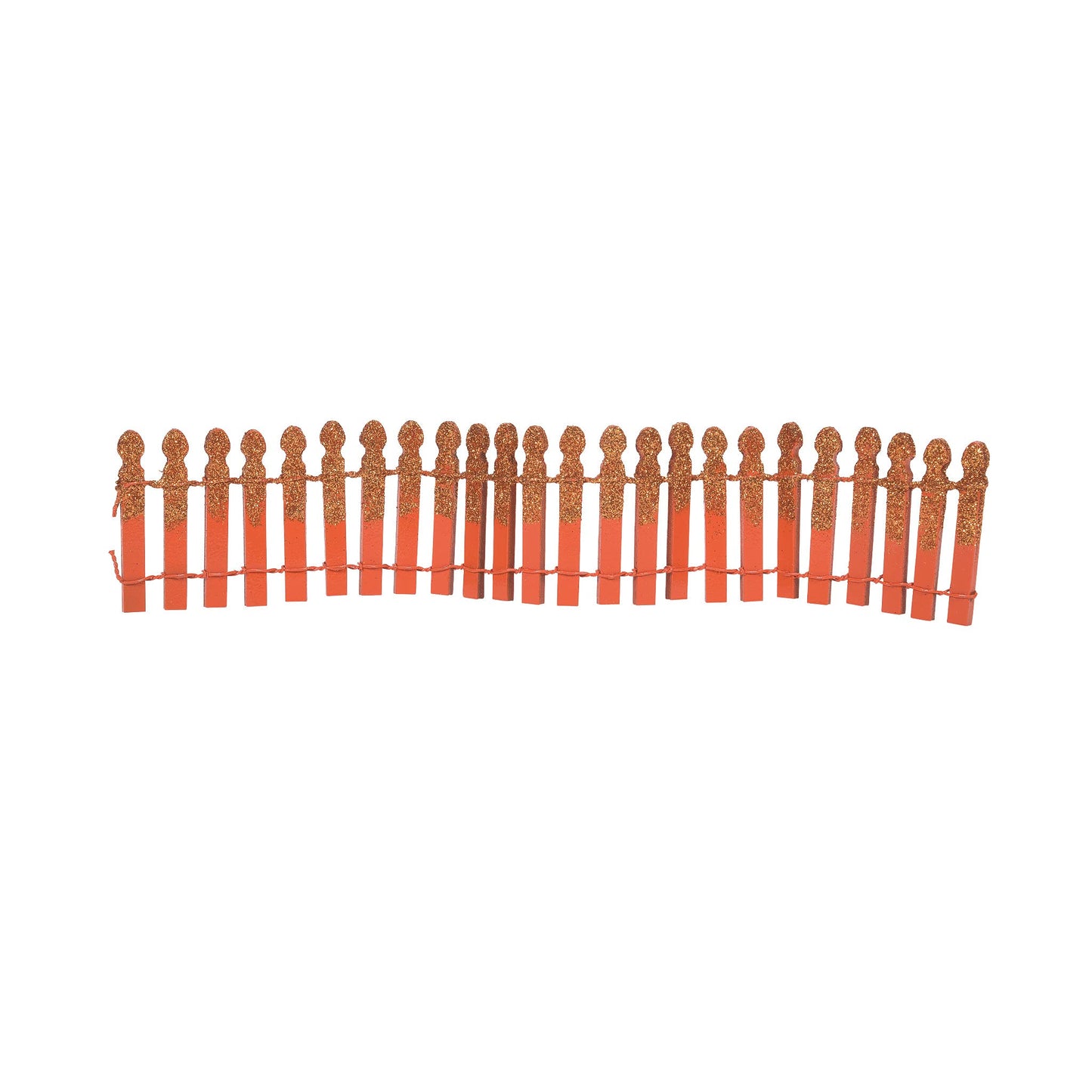 Village Accessories Halloween Miniature Glitter Fence Figurine, 2.2 Inch, Orange