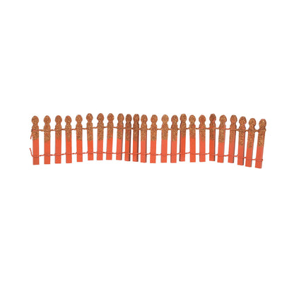 Village Accessories Halloween Miniature Glitter Fence Figurine, 2.2 Inch, Orange