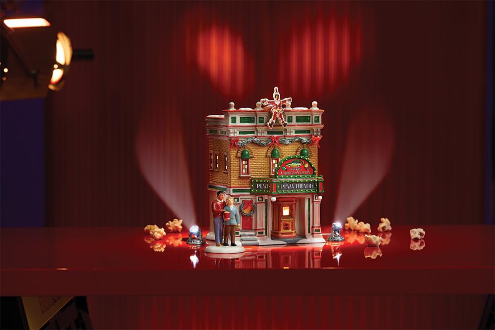 Original Snow Village National Lampoon's Christmas Vacation Premiere at Plaza Theatre Lit Building, 8.9 Inch, Multicolor