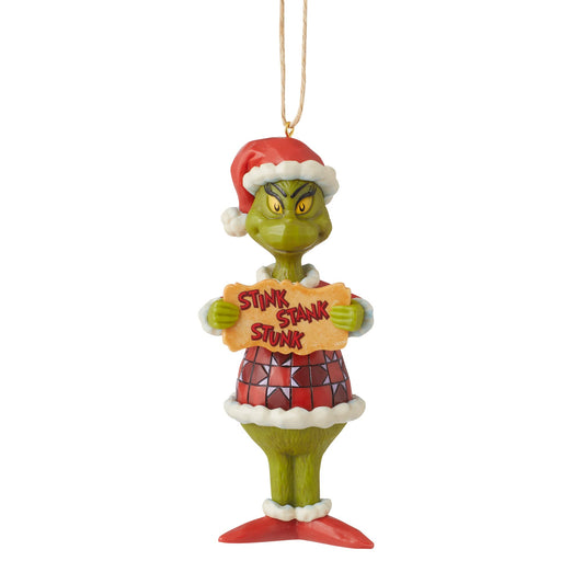 Jim Shore Dr. Seuss The Grinch Stink Stank Stunk Hanging Ornament, 5 Inch, Multicolor