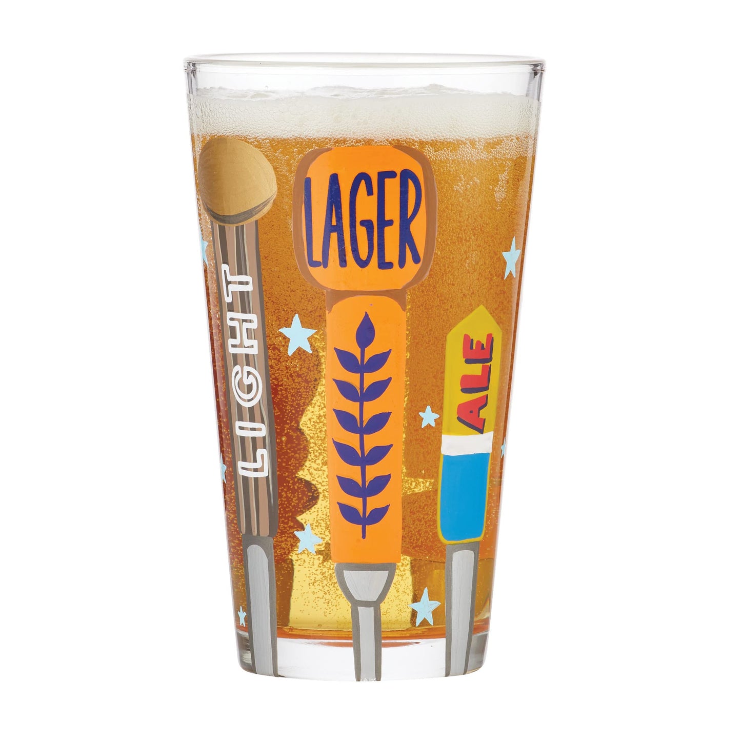 Designs by Lolita On Tap Hand - Painted Artisan Beer Pint Glass, 16 Ounce, Multicolor