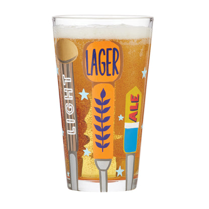 Designs by Lolita On Tap Hand - Painted Artisan Beer Pint Glass, 16 Ounce, Multicolor