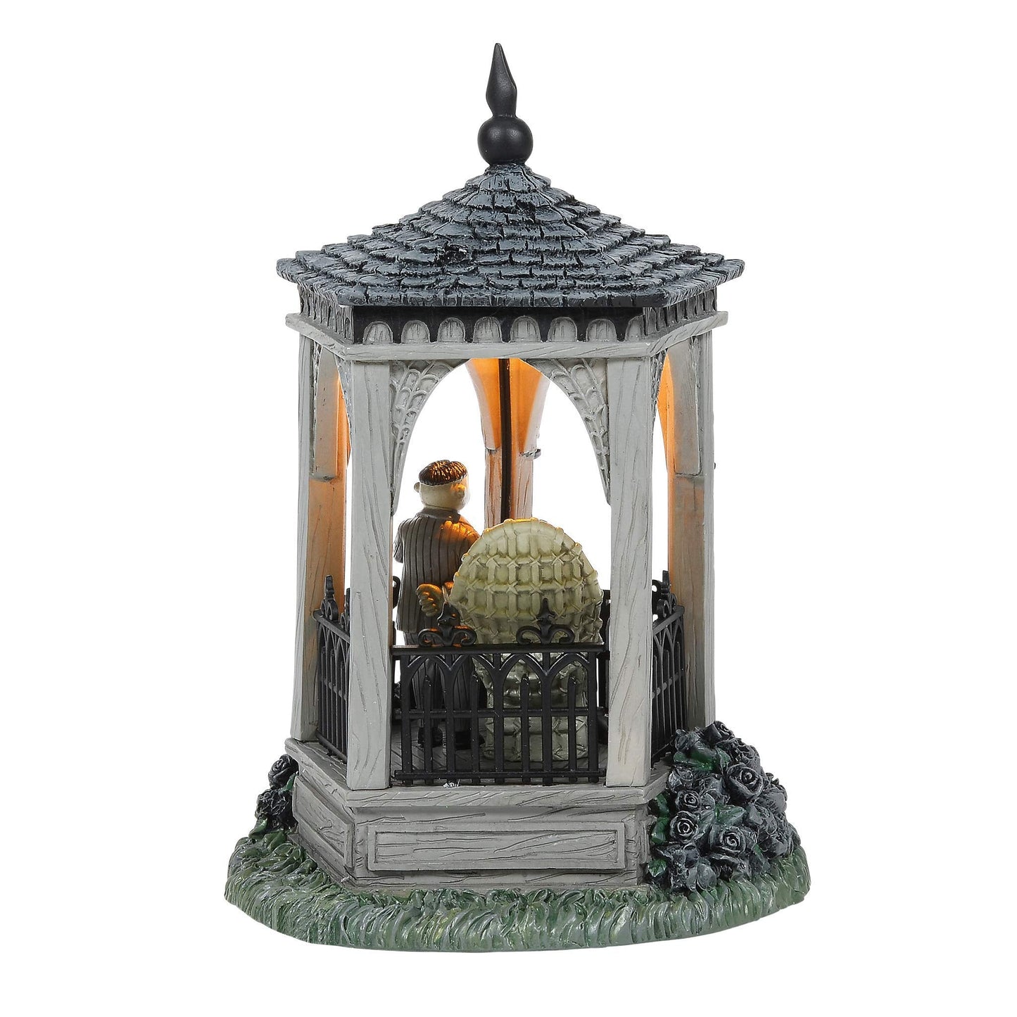 Resin,The Addams Family Village Gazebo at Moonlight Lit Building, 6.89 Inch, Multicolor