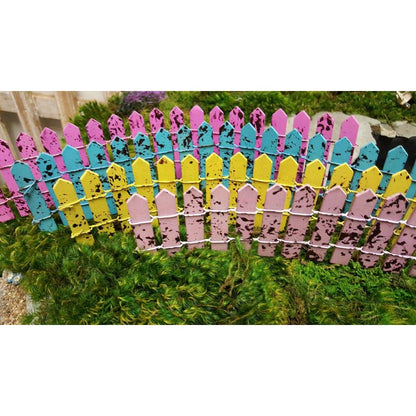 Miniature Fairy Garden Colorful Picket Fence 2.75‚Ä≥ Tall | 12‚Ä≥ Long | 2.5‚Ä≥ Metal Picks