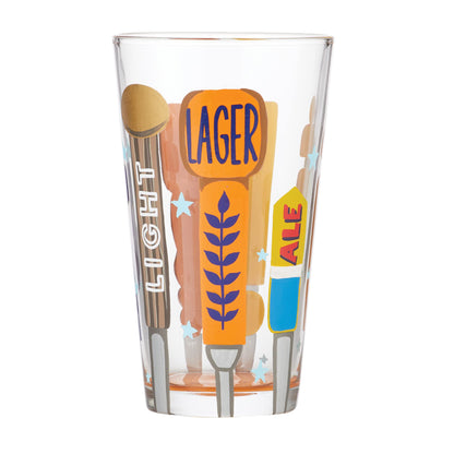 Designs by Lolita On Tap Hand - Painted Artisan Beer Pint Glass, 16 Ounce, Multicolor