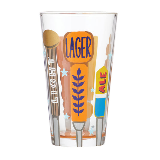 Designs by Lolita On Tap Hand - Painted Artisan Beer Pint Glass, 16 Ounce, Multicolor