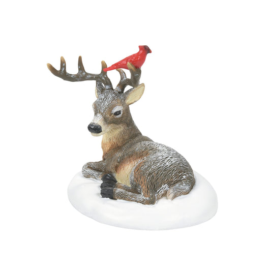 Accessories for Village Collections Cardinal and Christmas Deer Figurine, 2.375 Inch, Multicolor