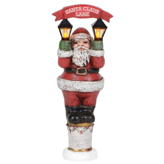 Village Collection Accessories Vintage Santa Street Light Lit Figurine, 5.75 Inch, Multicolor