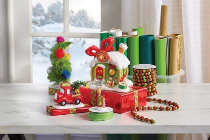Dr. Seuss Grinch Village Every Who's Ribbon and Bows Lit Building, 6.93 Inch, Multicolor