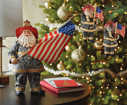 Possible Dreams Jim Shore Tribute to 9/11 Firefighter Santa African American Hanging Ornament, 6 Inch, Multicolor