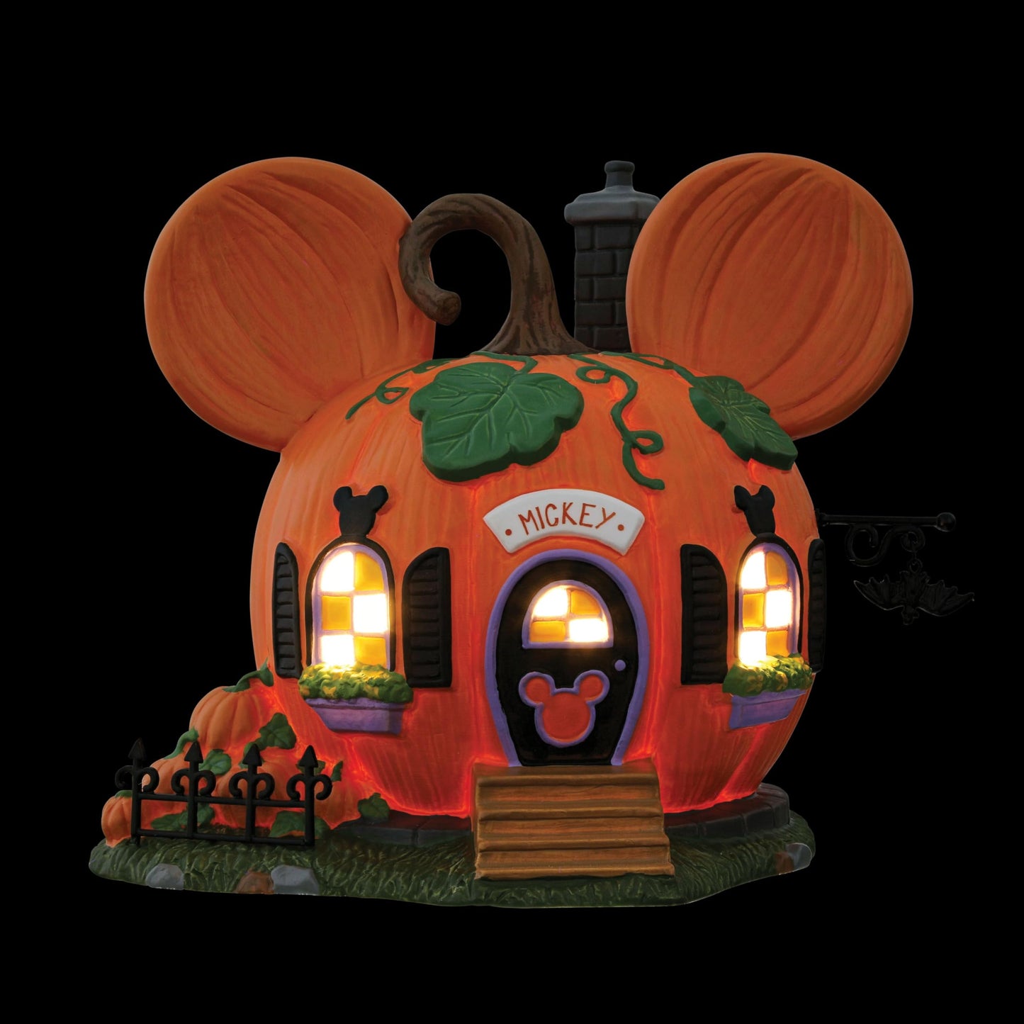 Disney Village Halloween Mickey Mouse Pumpkintown House Lit Building, 5.83 Inch, Multicolor