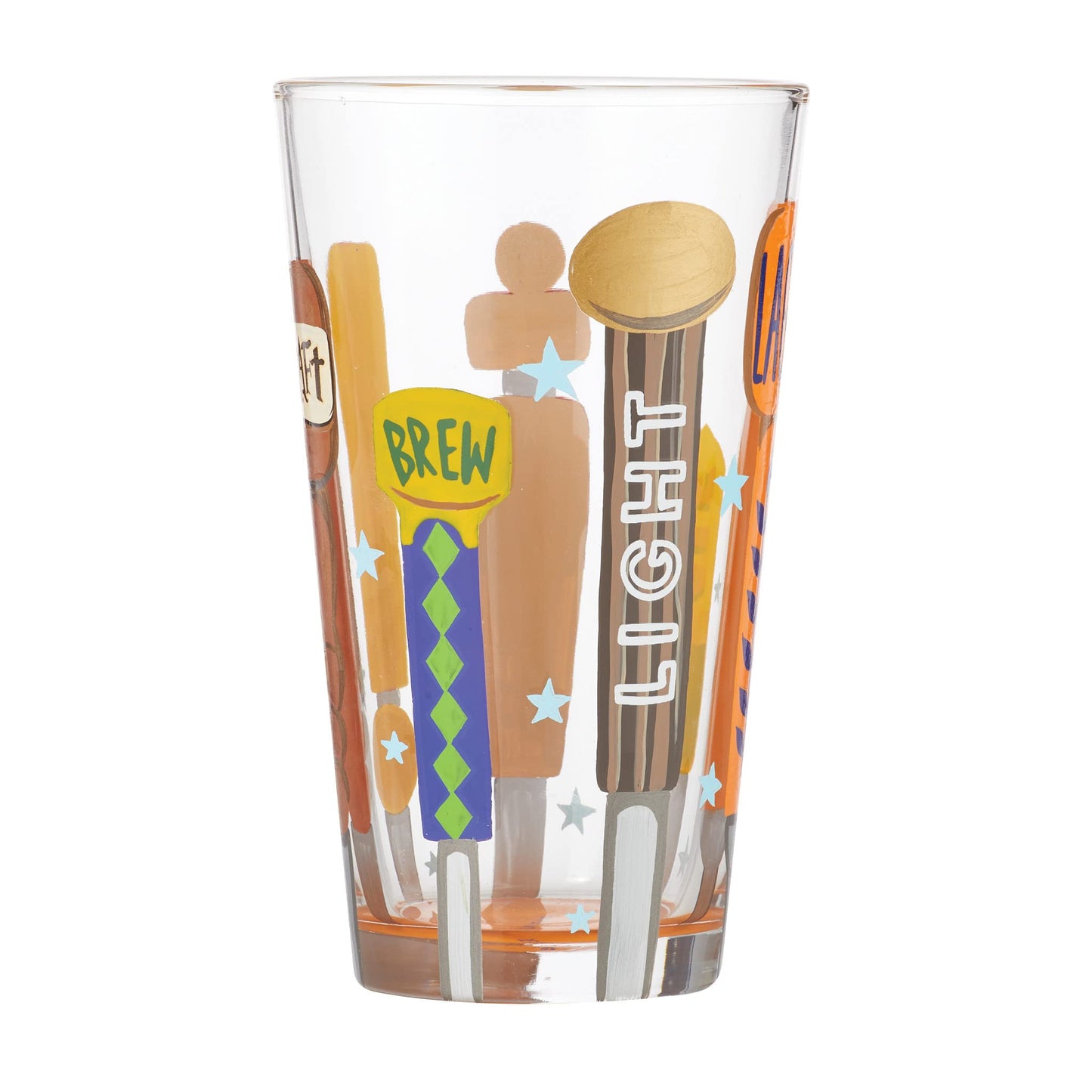 Designs by Lolita On Tap Hand - Painted Artisan Beer Pint Glass, 16 Ounce, Multicolor