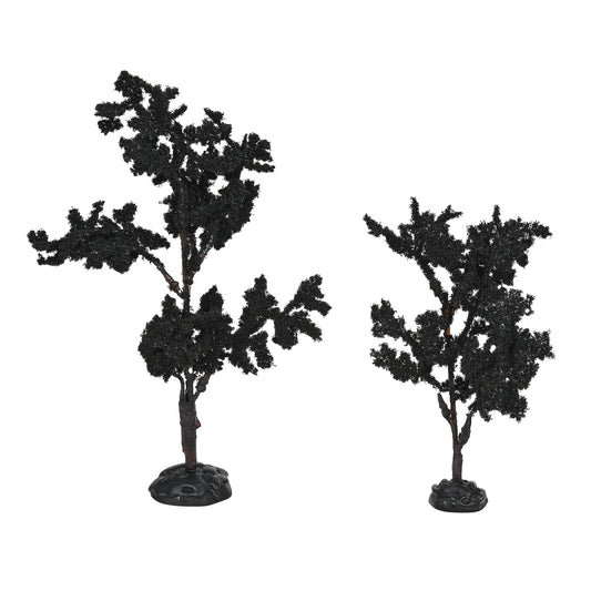 Village Halloween Accessories The Forboding Trees Figurine Set, 6 and 9 Inch, Black