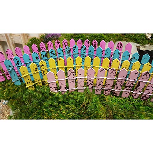 Miniature Fairy Garden Colorful Picket Fence 2.75‚Ä≥ Tall | 12‚Ä≥ Long | 2.5‚Ä≥ Metal Picks